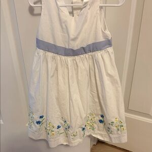 Janie and Jack White Dress with Blue and Yellow Floral Design